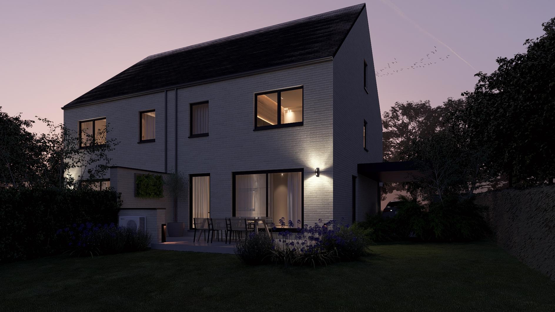 achtergevel bij avond